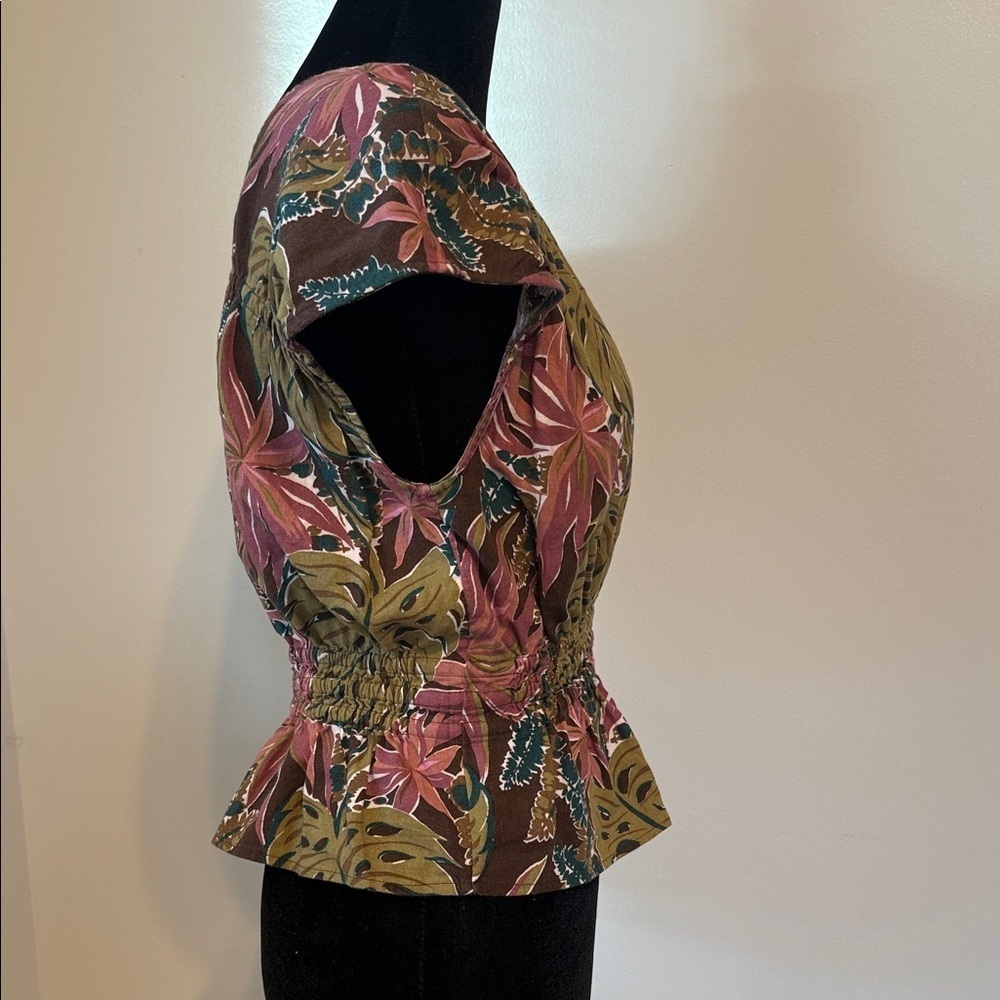 Madewell Leaf Pattern Blouse - Pink and Brown - Picture 6 of 8